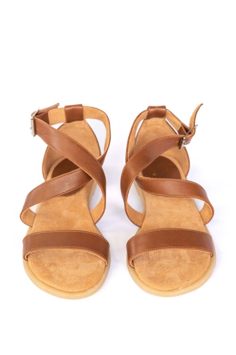 Eden and Co. Crossover Leather Sandals -Tan (R945)
